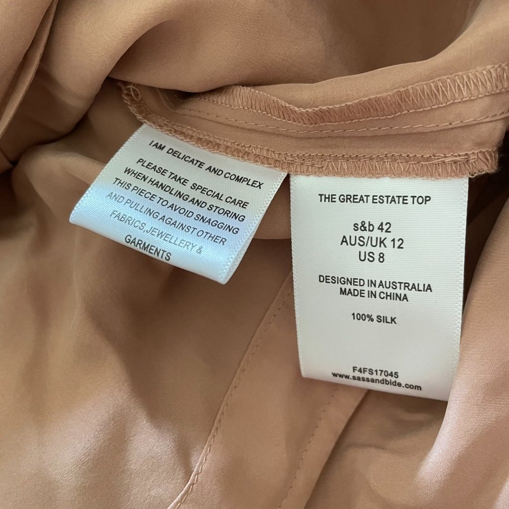 🌷HOST PICK🌷sass & bide Silk Top The Great Estate Size 12 - Picture 8 of 8